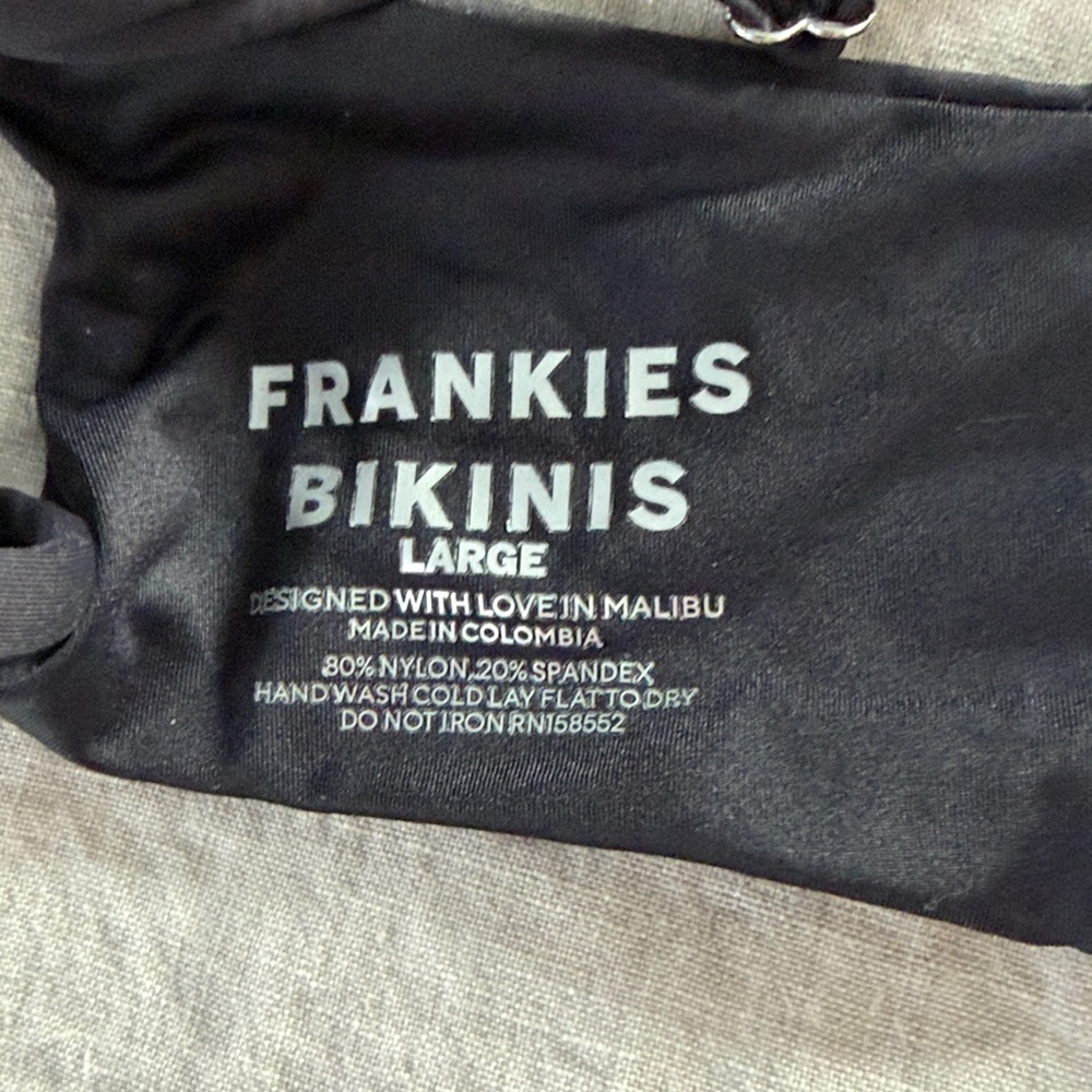 Frankie's Bikinis Black Women's swim suit top only SIZE LARGE - Picture 2 of 7
